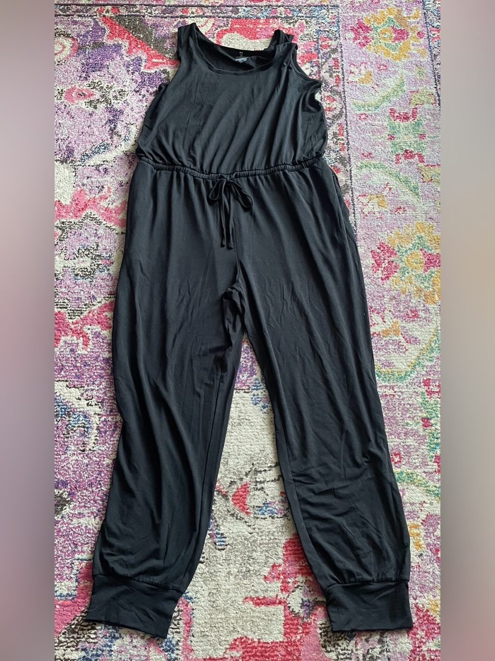 Natori Black Sleeveless Drawstring Jumpsuit - Women's Comfortable One-Piece